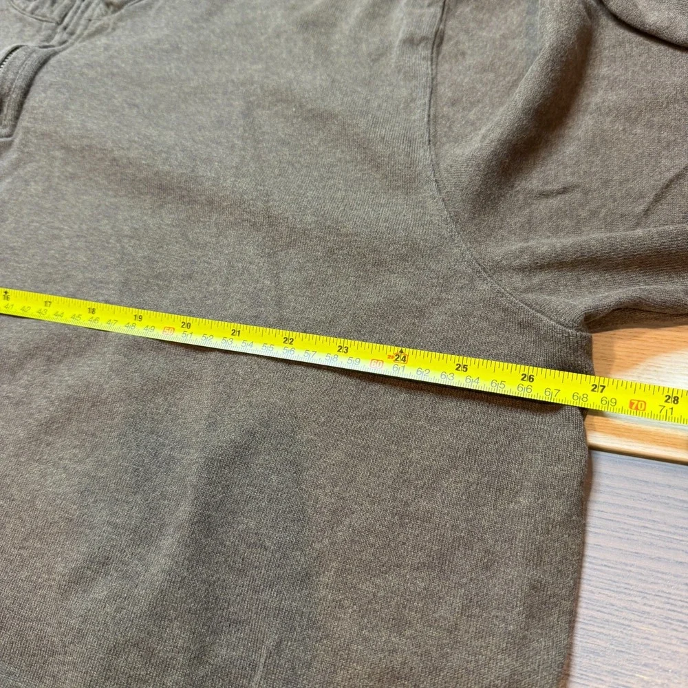 Land's End Sweater Mens XXL Quarter Zip Pullover Elbow Patch Gray‎ Cotton